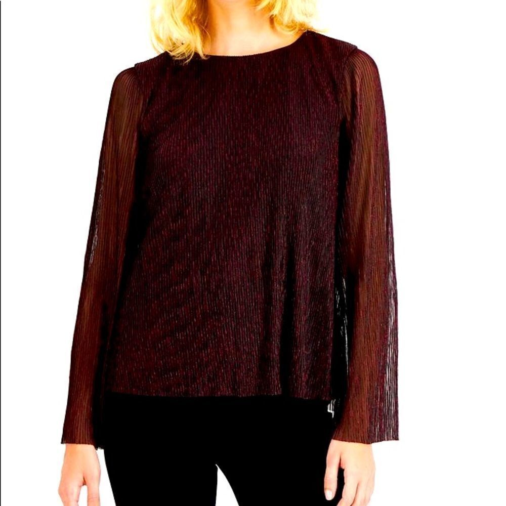 Alfani Puff Sleeve Metallic Pull Over Top Sz XL NWT